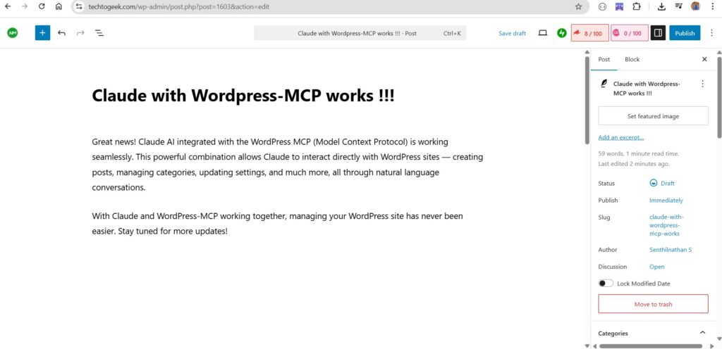 Automating Blog Publishing with MCP, Claude and WordPress