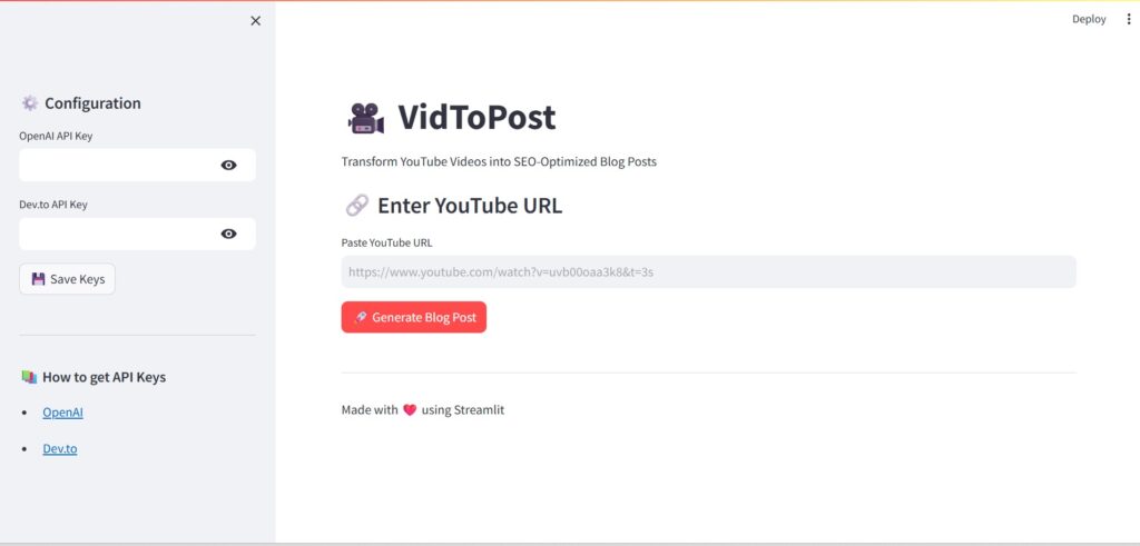 MicroSaaS Generative AI VidToPost