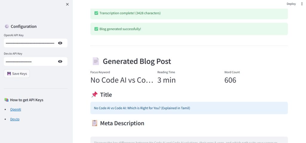 MicroSaaS Generative AI VidToPost