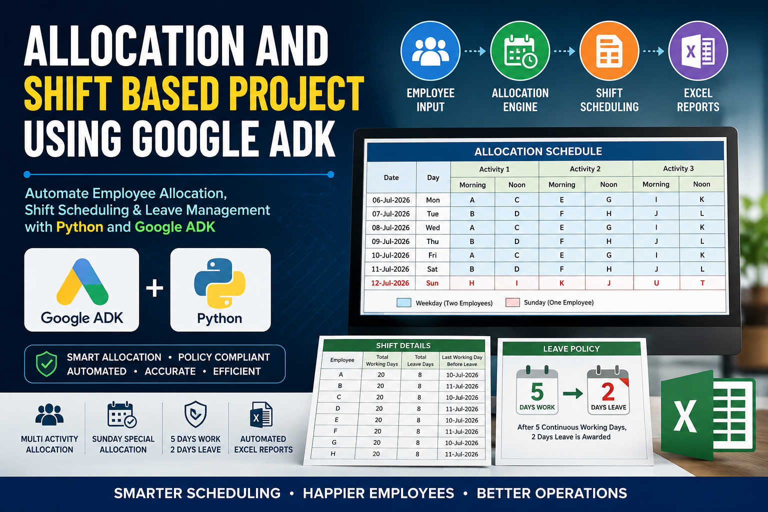 Allocation and Shift based Project using Google ADK.